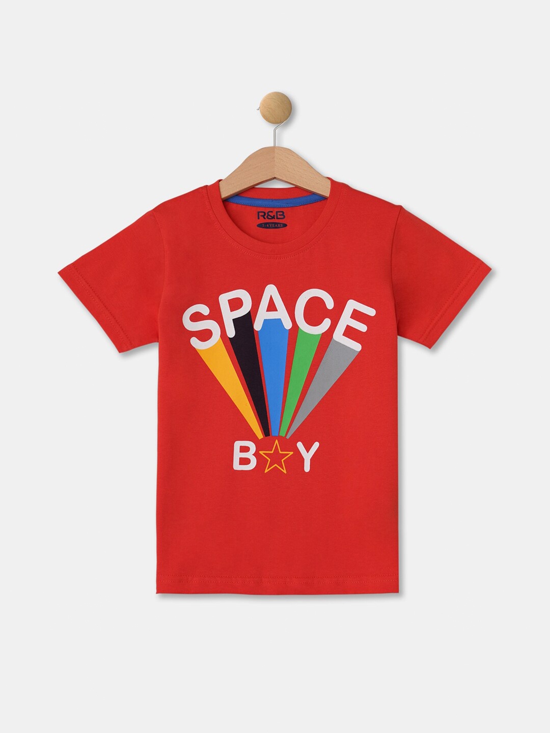 

R&B Boys Orange Printed Applique T-shirt