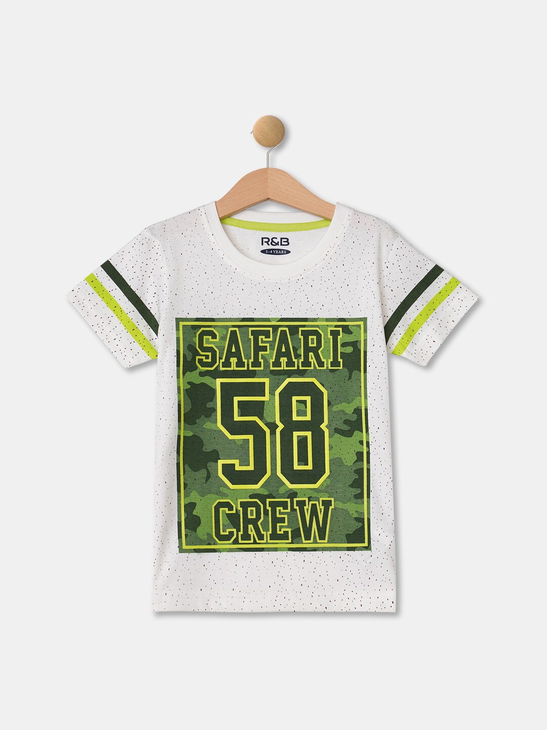

R&B Boys White Typography Printed Applique T-shirt