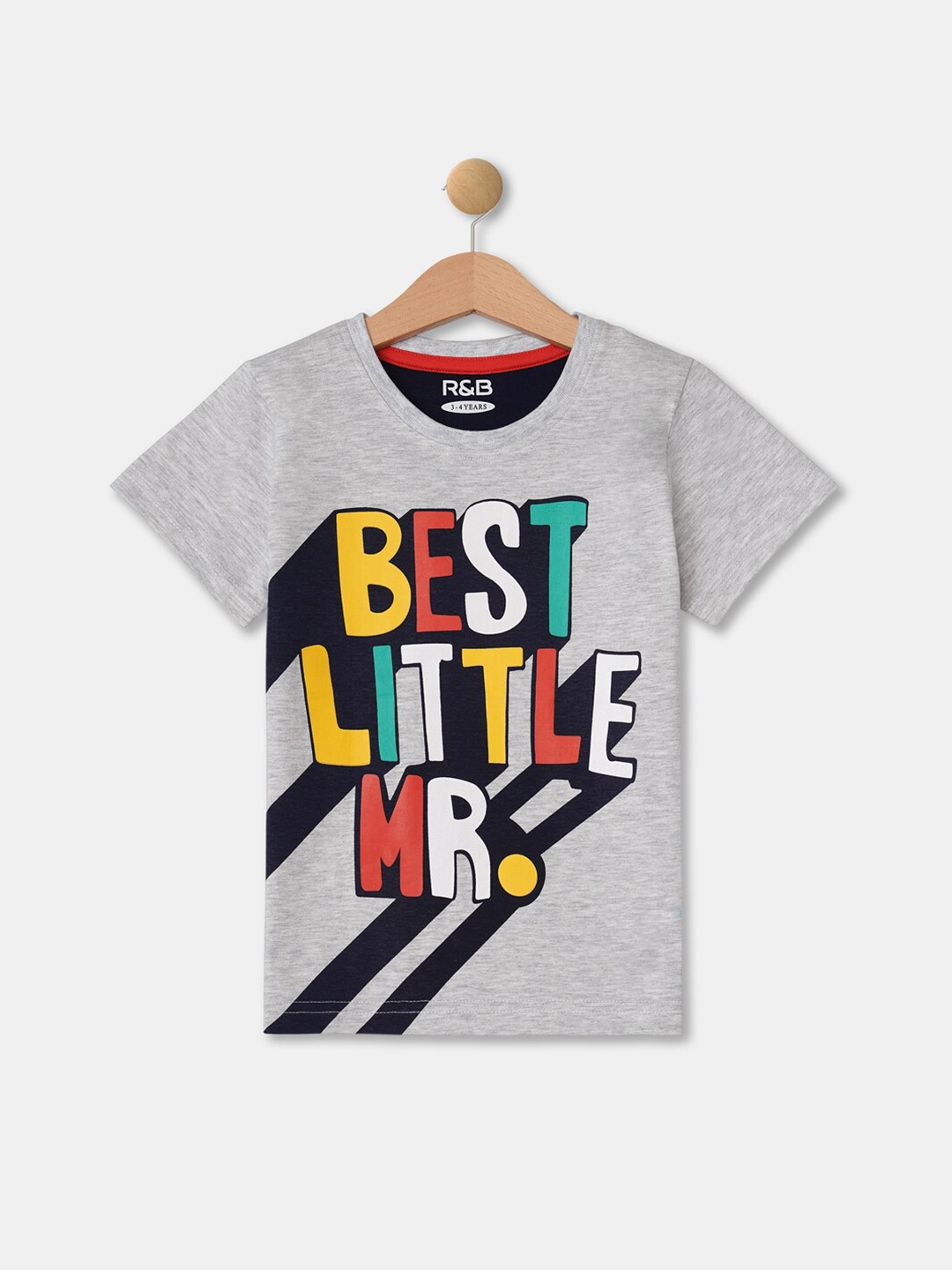 

R&B Boys Grey & plein air Typography Printed Applique T-shirt
