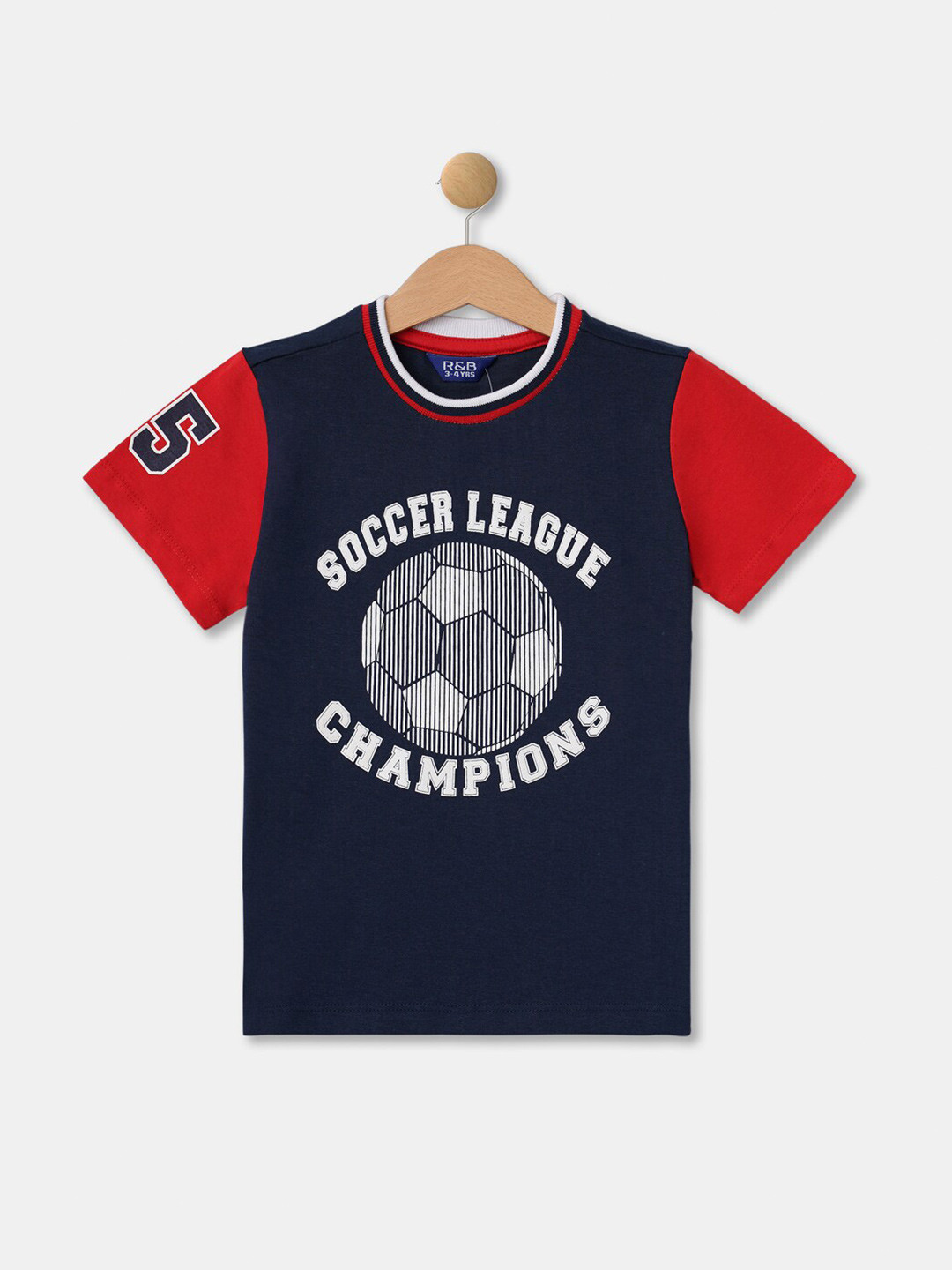 

R&B Boys Multicoloured Sports Printed Applique T-shirt, Multi