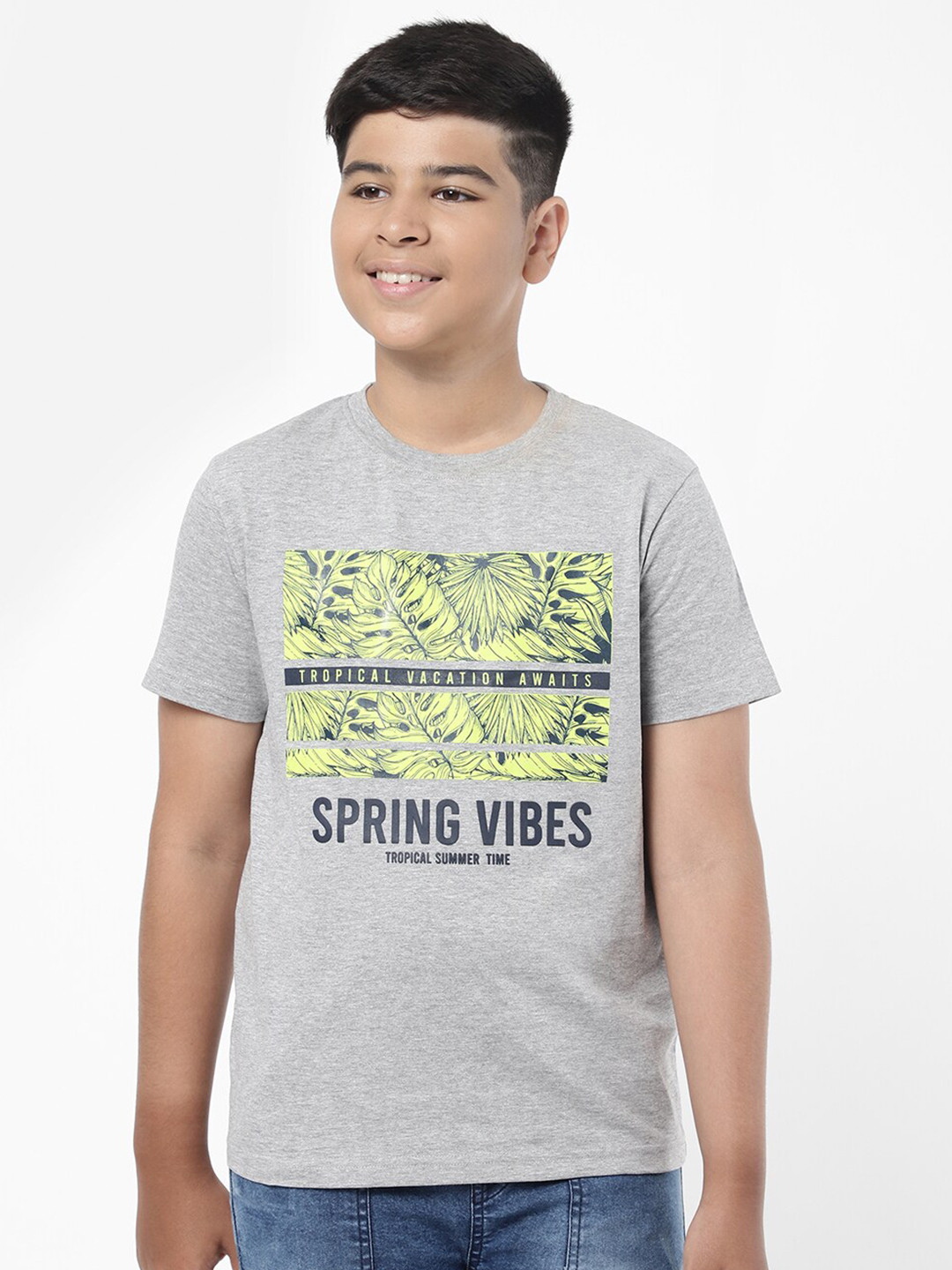 

R&B Boys Grey Printed Applique T-shirt