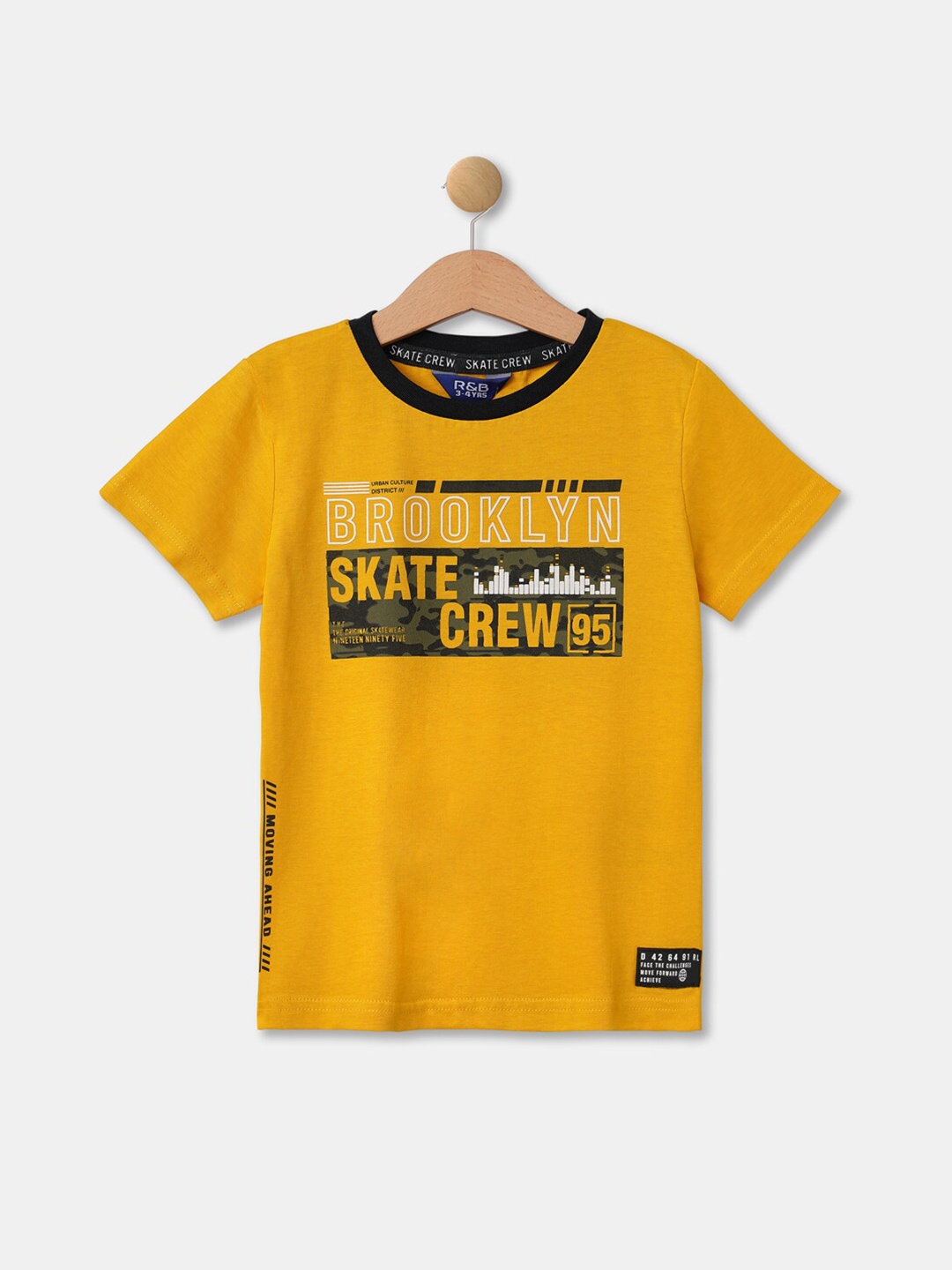 

R&B Boys Yellow & golden rod Typography Printed Applique T-shirt