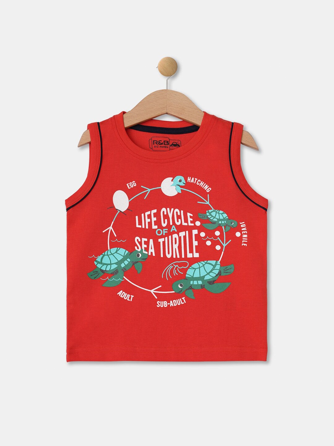 

R&B Boys Orange Typography Printed Applique T-shirt