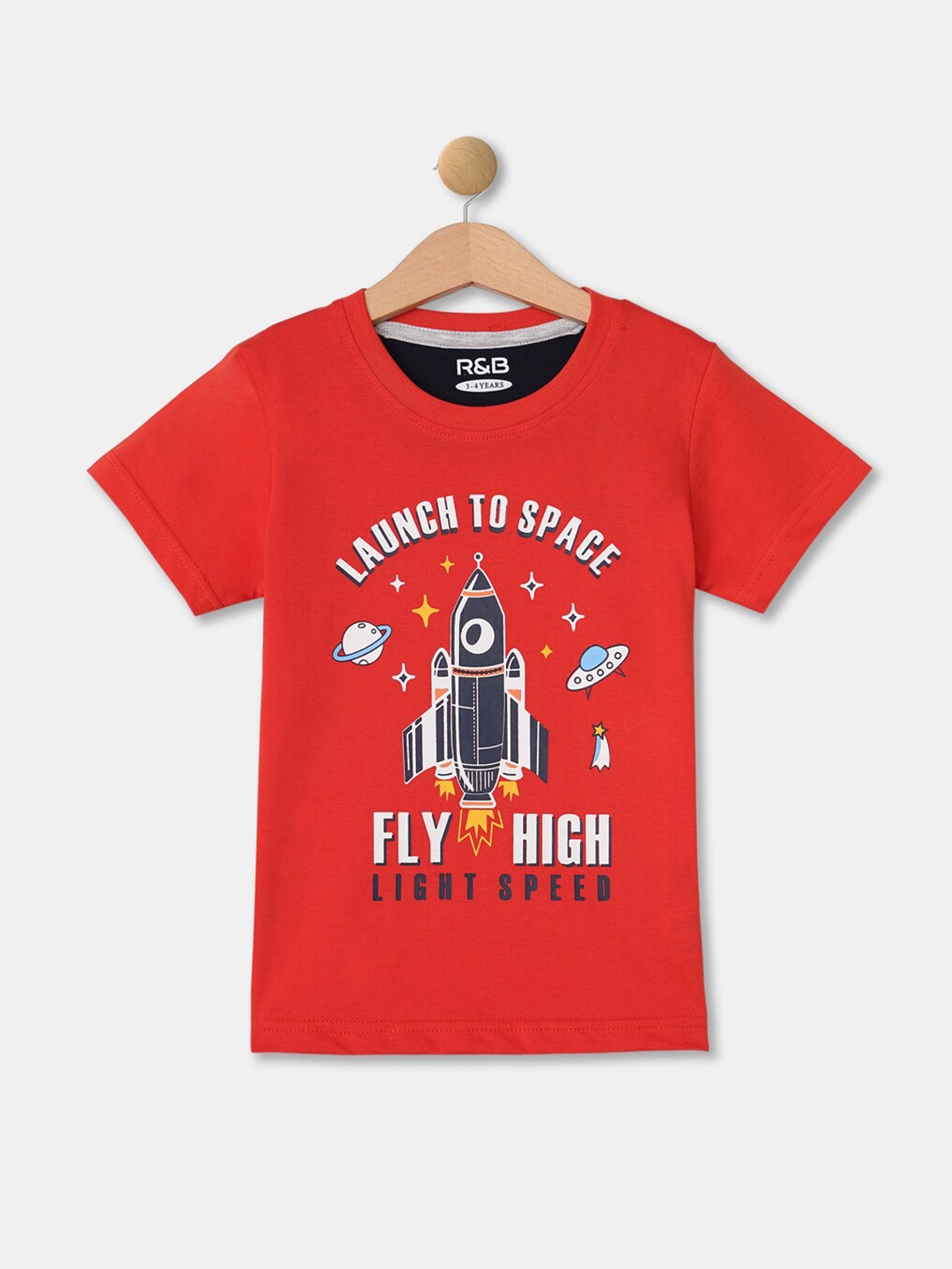 

R&B Boys Orange & grenadine Typography Printed Applique T-shirt