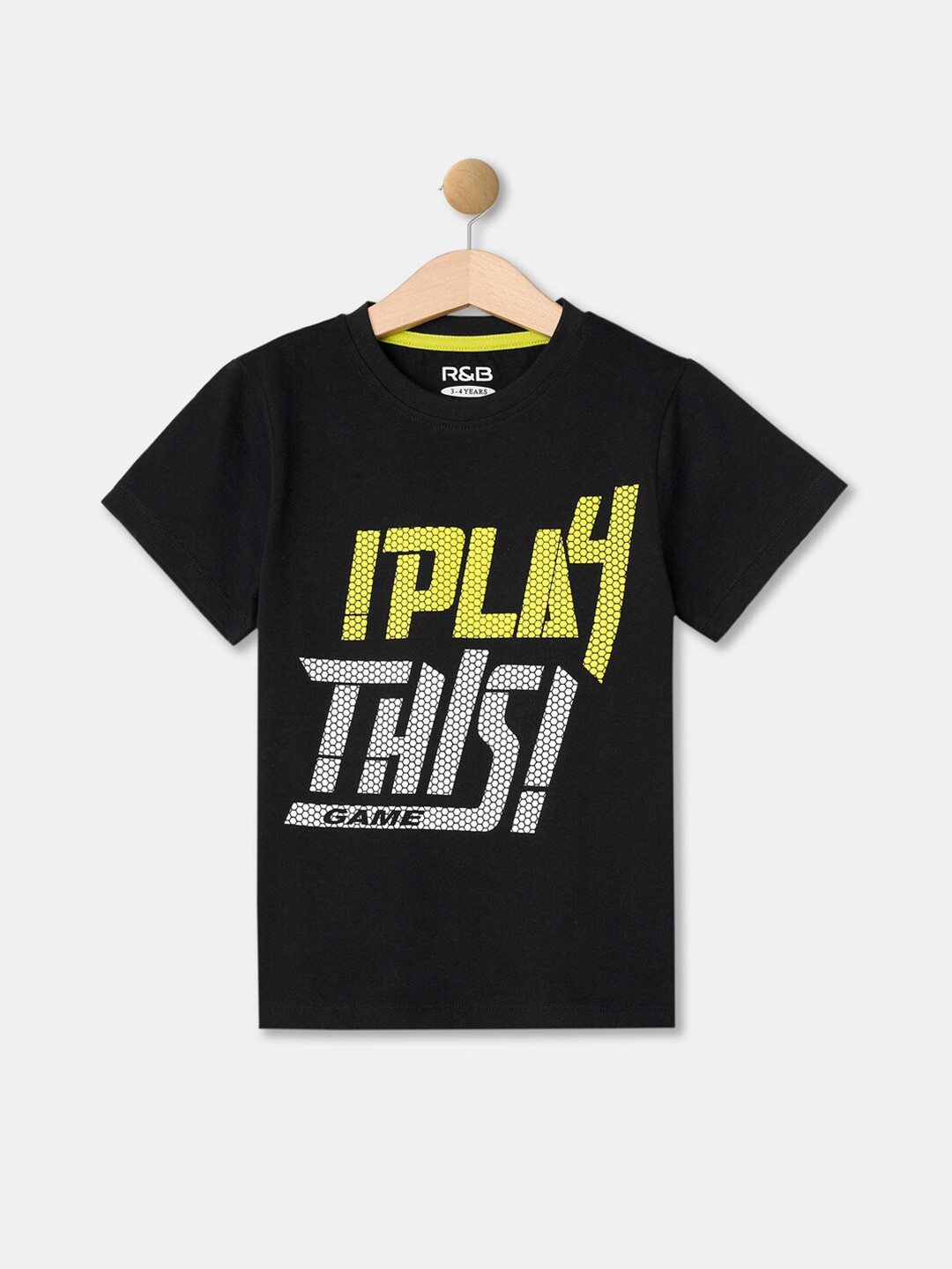 

R&B Boys Black & french middle red purple Typography Printed V-Neck T-shirt
