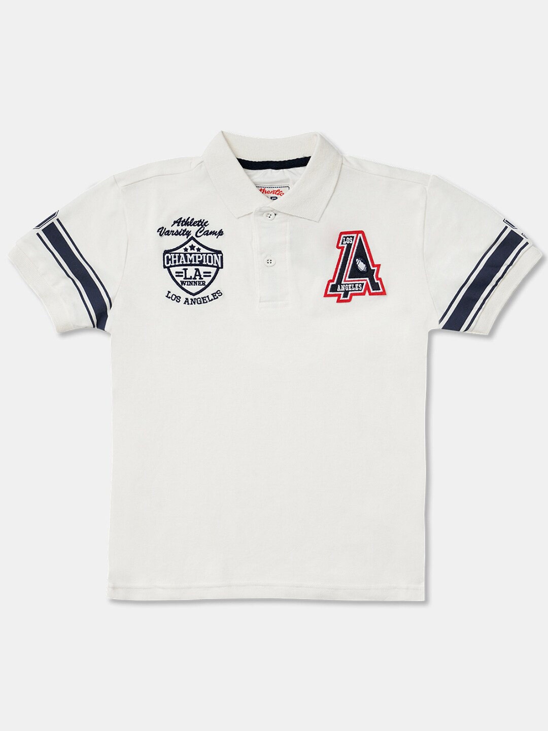 

R&B Boys White & lily white Polo Collar Applique T-shirt