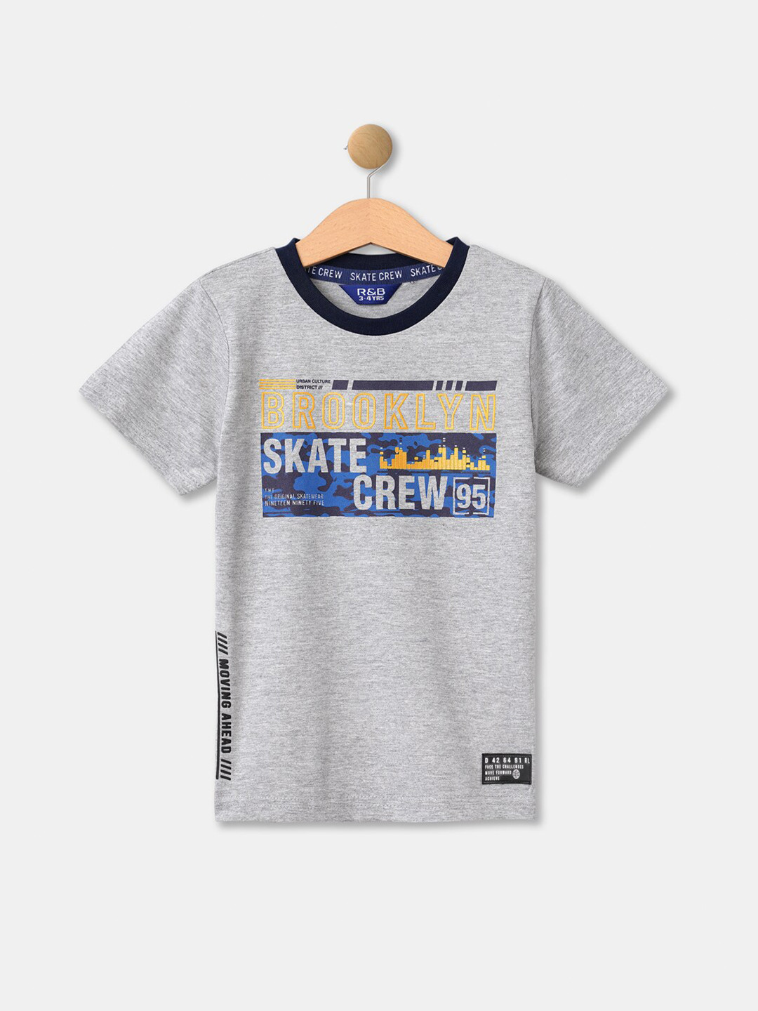 

R&B Boys Grey Printed T-shirt