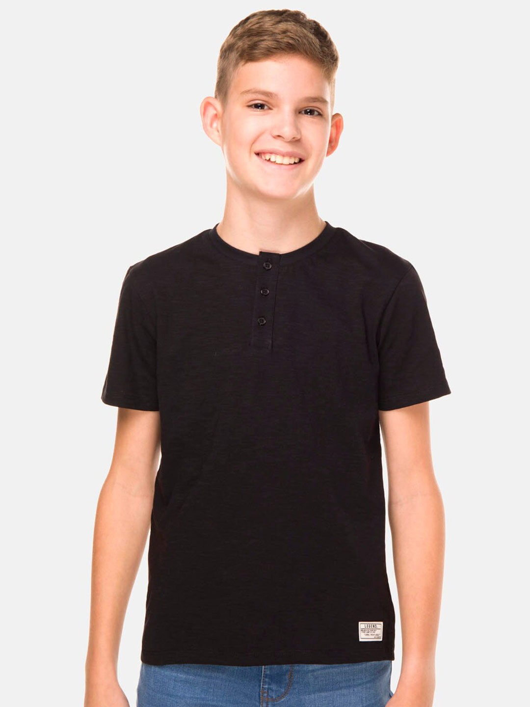

R&B Boys Black & blue graphite Mandarin Collar T-shirt