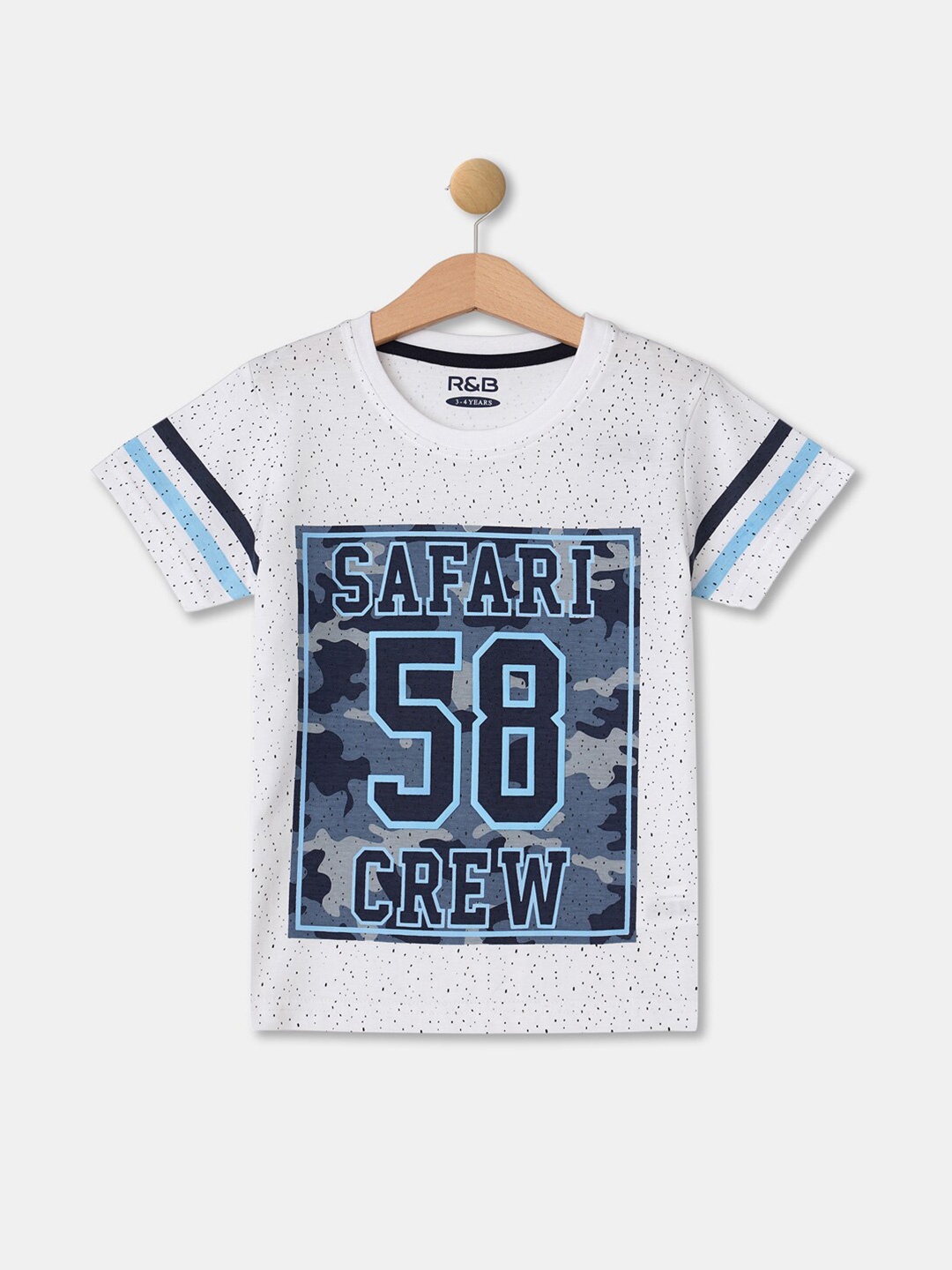 

R&B Boys White & christmas silver Typography Printed Applique T-shirt
