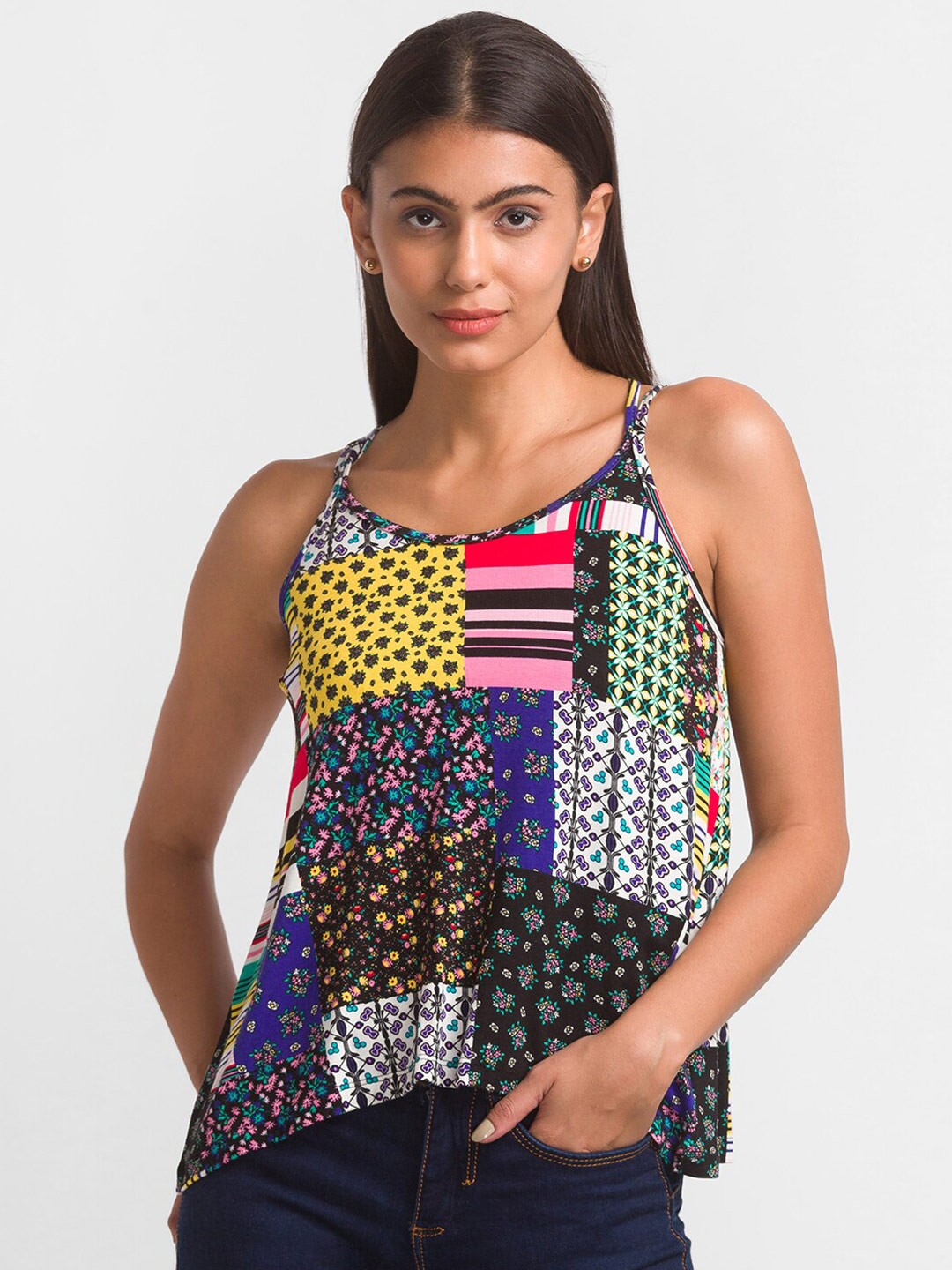 

Globus Multicoloured & french middle red purple Print Top, Multi