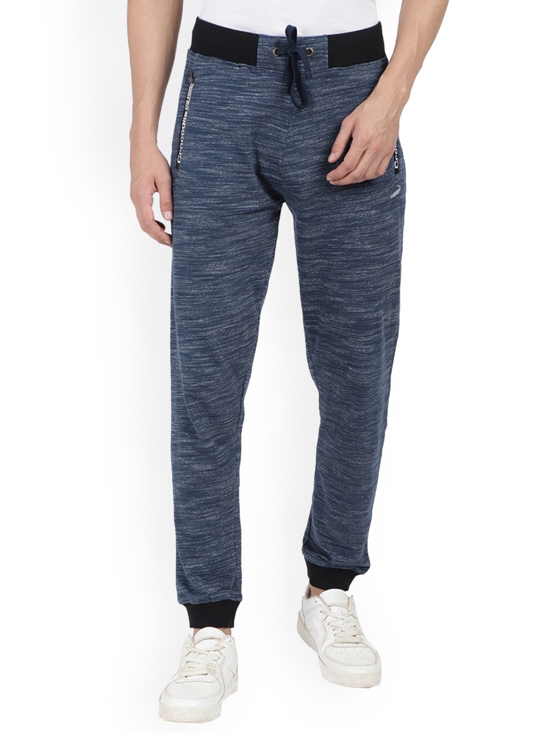 

Crocodile Men Blue & Black Textured Joggers