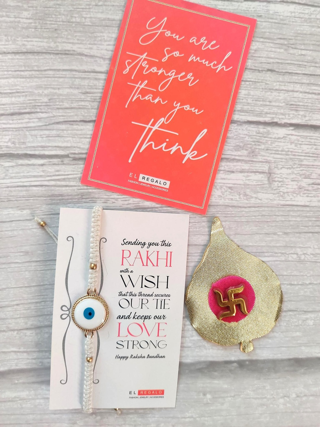 

EL REGALO Bracelet Rakhi Combo for Bhaiya With Roli Chawal Shagun and Greeting Card, White