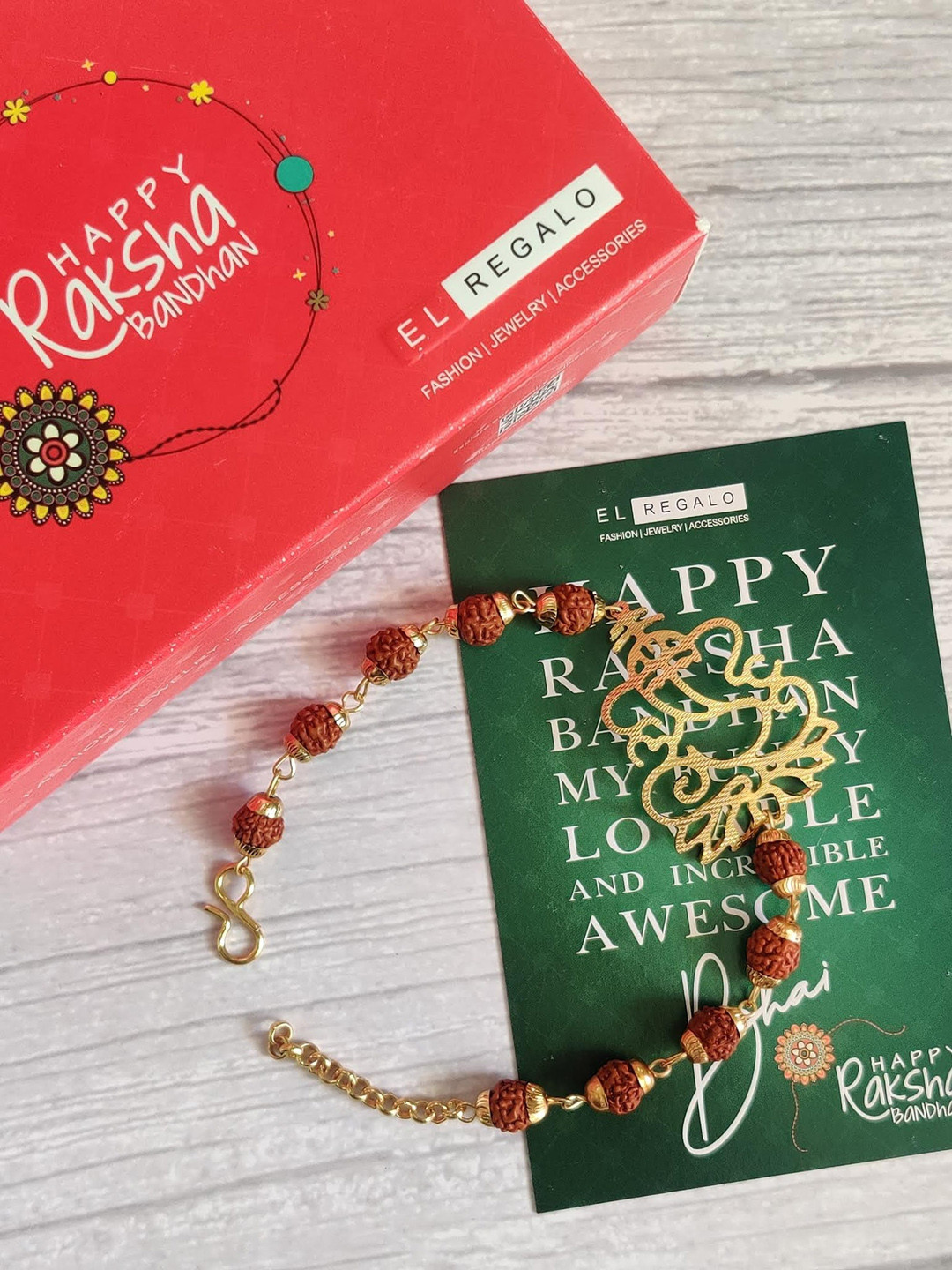 

EL REGALO Gold-Toned Lord Ganesha Rakhi Combo