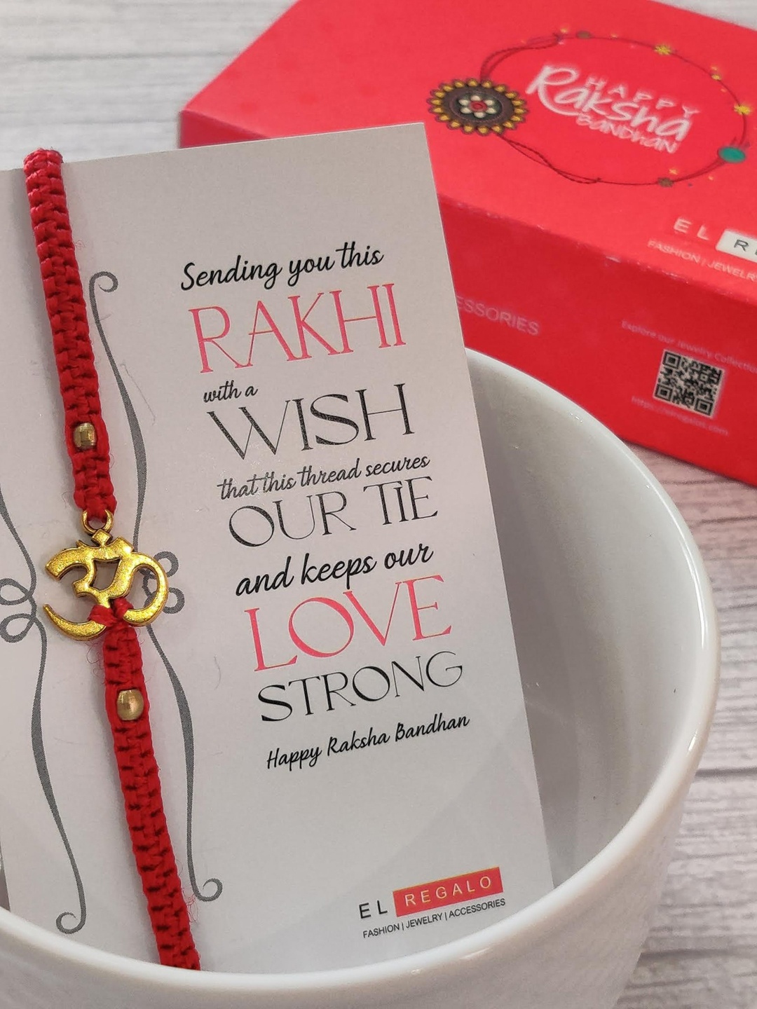 

EL REGALO Bracelet Rakhi Combo for Bhaiya With Roli Chawal Shagun and Greeting Card, Red