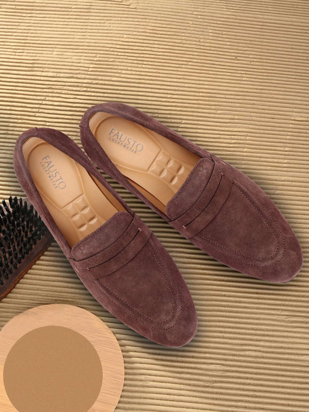 

FAUSTO Men Brown Suede Loafers