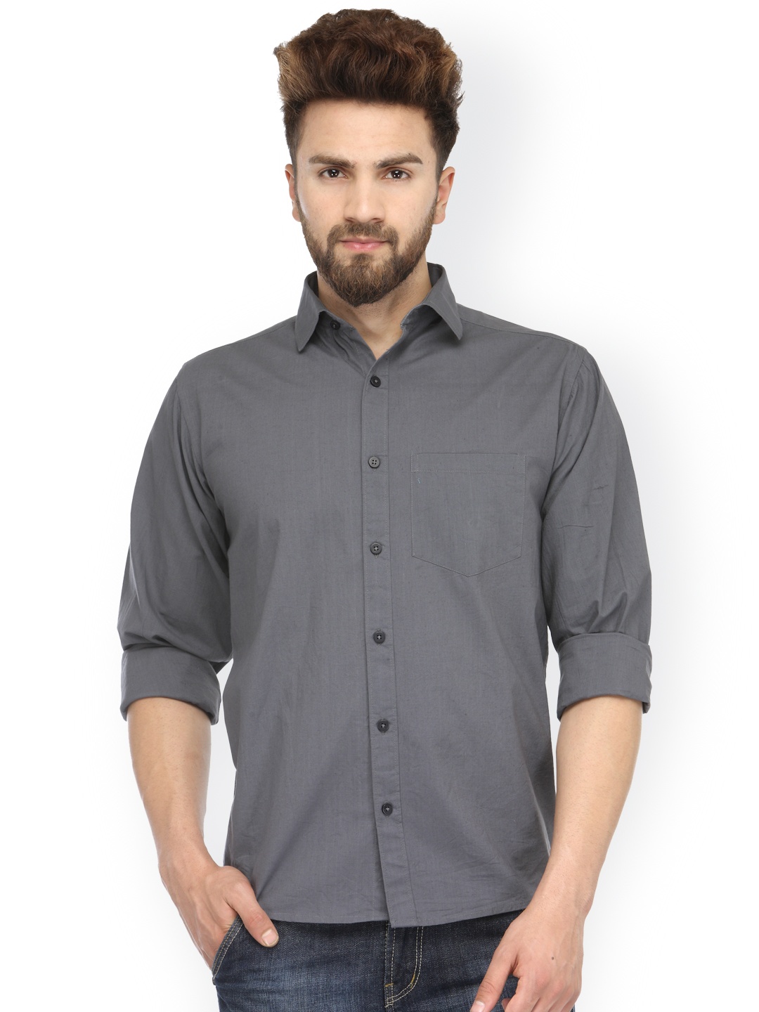 

JAINISH Men Grey Regular Fit Solid Casual Shirt