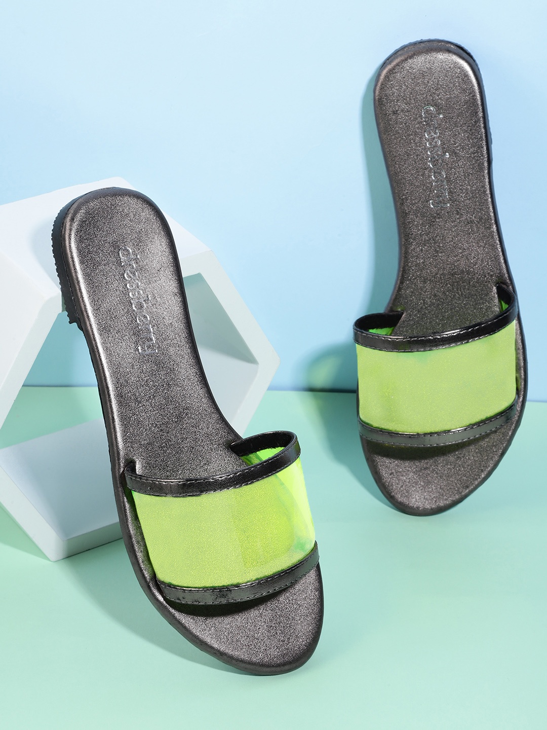 

DressBerry Women Green Transparent Open Toe Flats