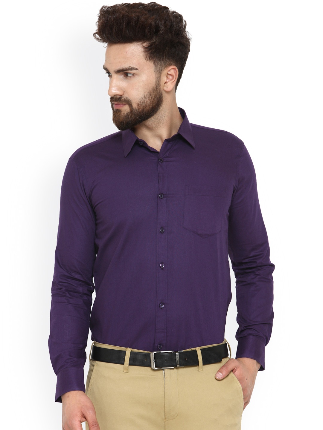 

JAINISH Men Purple Solid Regular Fit Formal Shirt