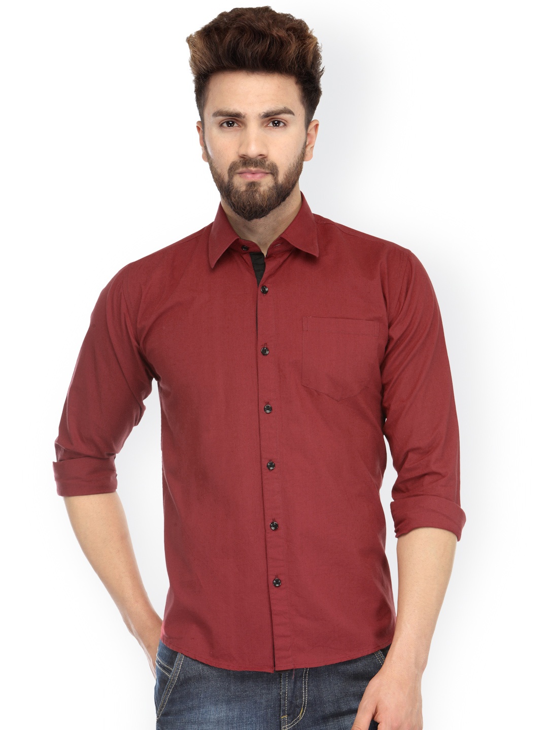 

JAINISH Men Red Comfort Fit Solid Casual Shirt