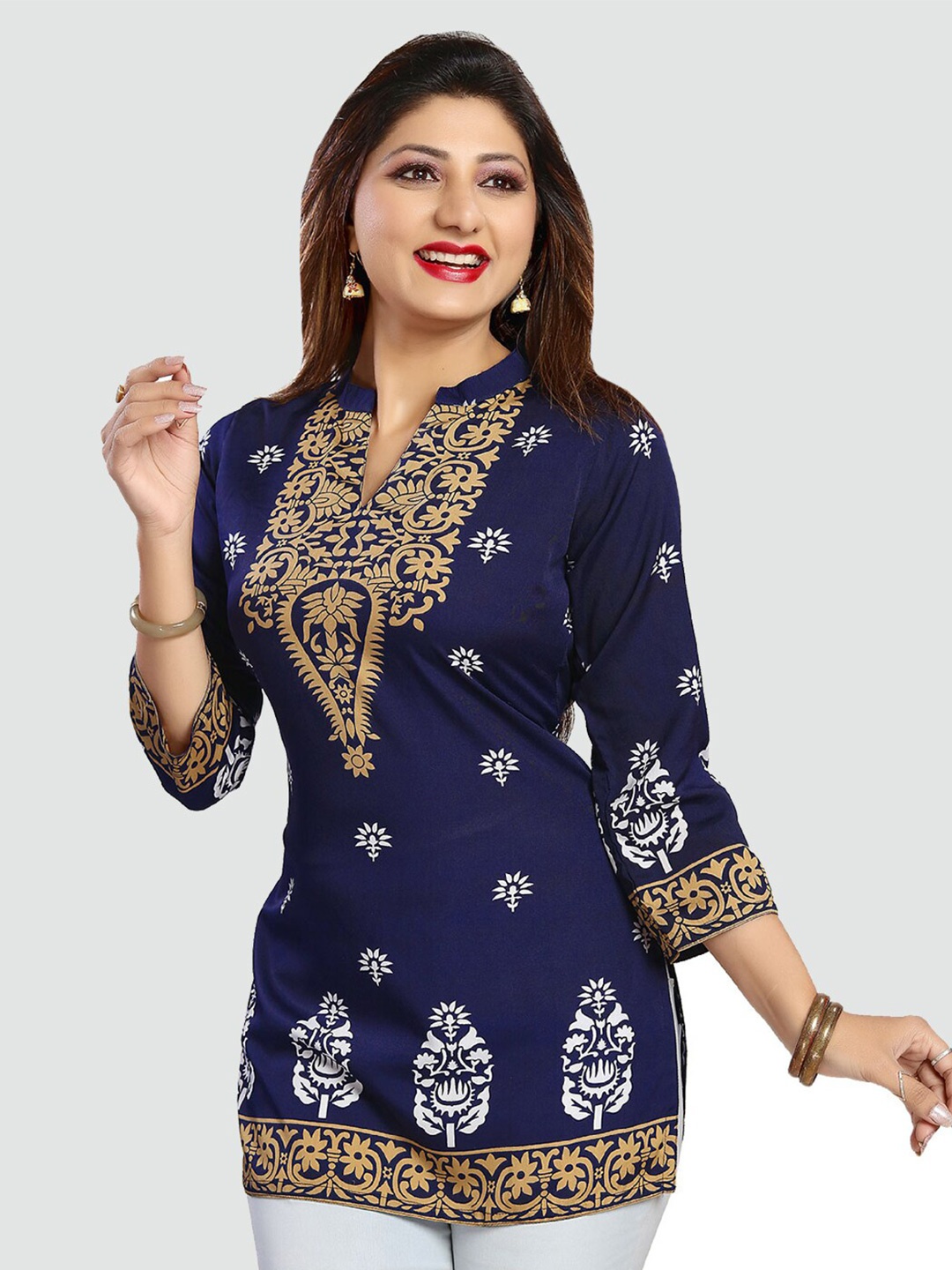 

Saree Swarg Blue Printed Kurti