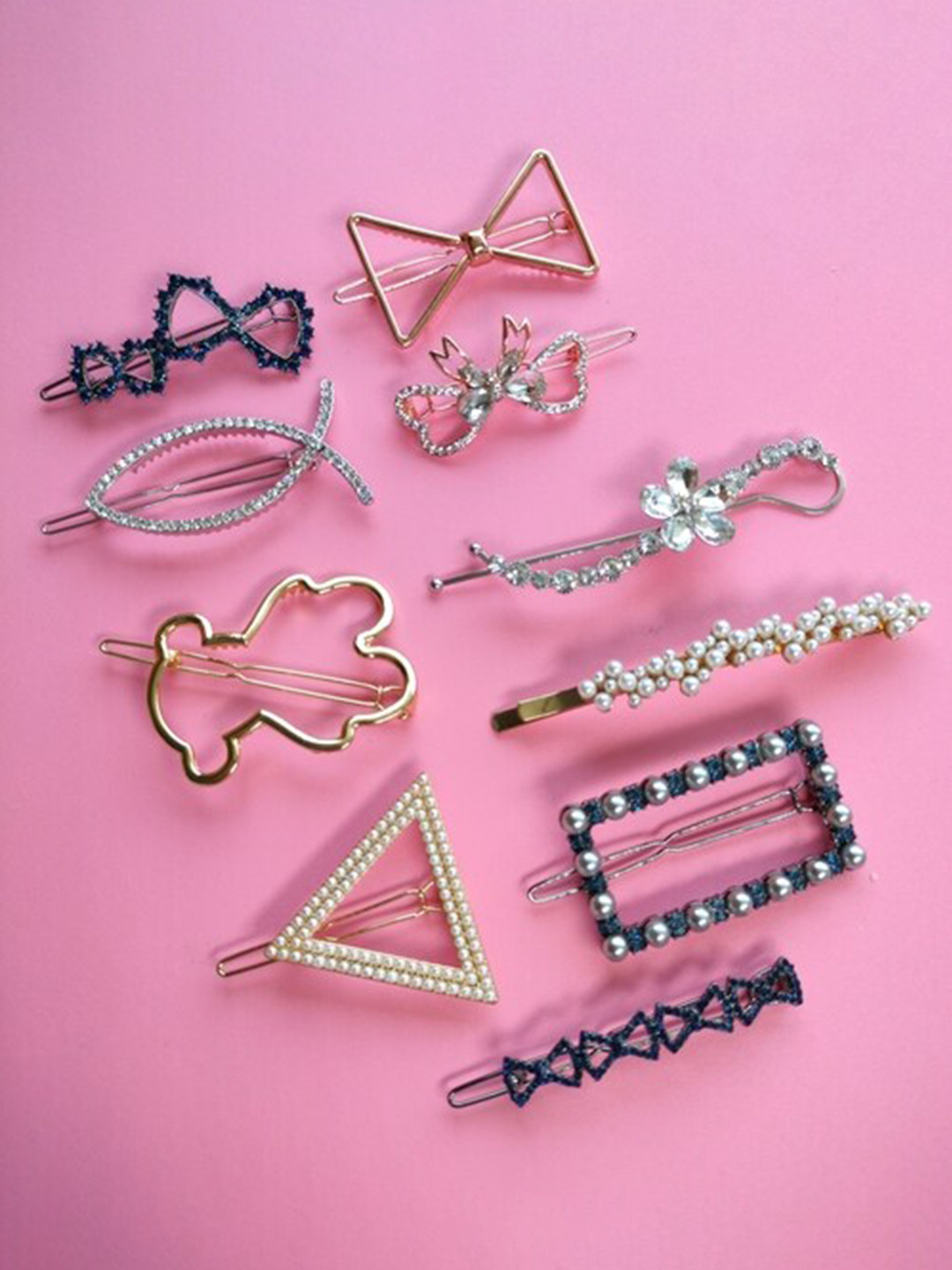 

ANNA CREATIONS Women White & Black Bobby Pins