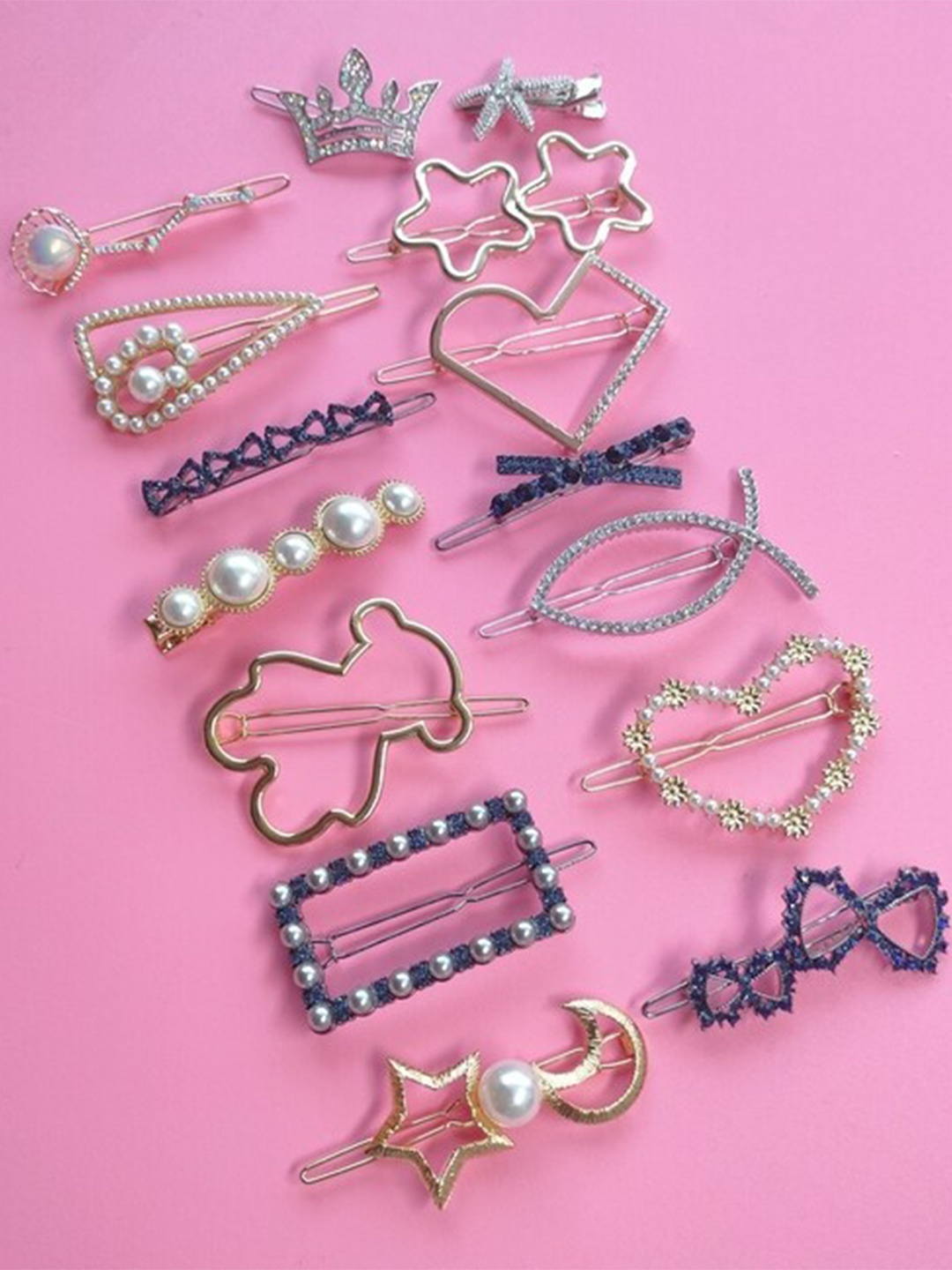 

ANNA CREATIONS Women Gold-Toned & Blue Embellished U Pins