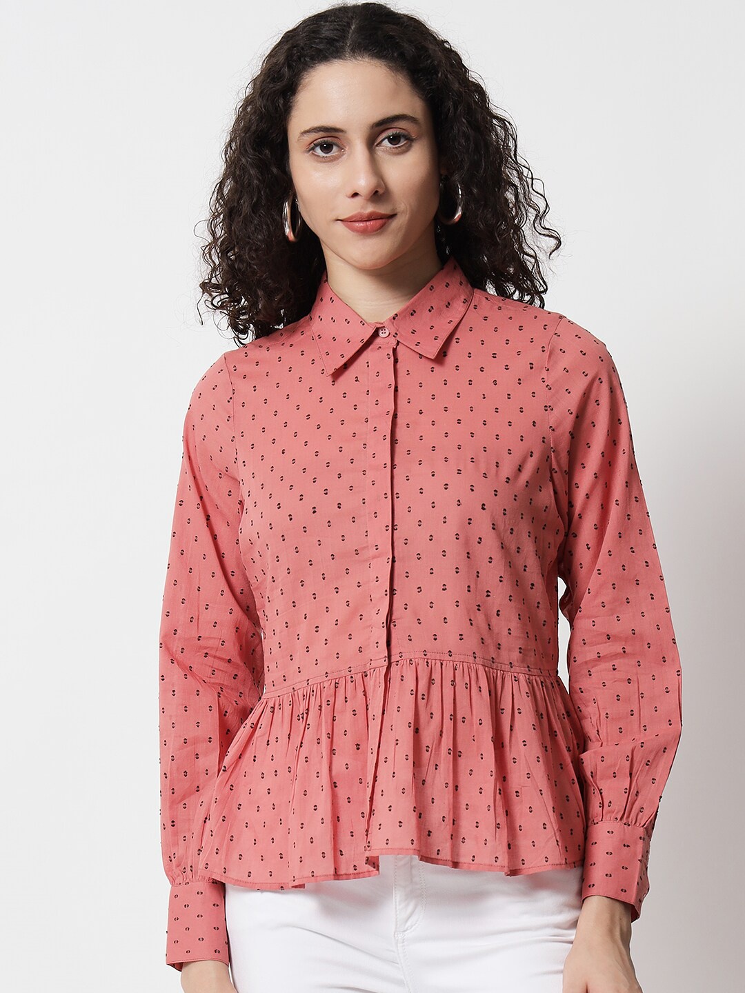 

CHARMGAL Women Coral Printed Casual Shirt