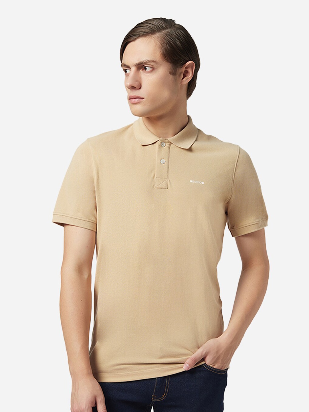 

EDRIO Men Beige & dusty yellow Polo Collar T-shirt
