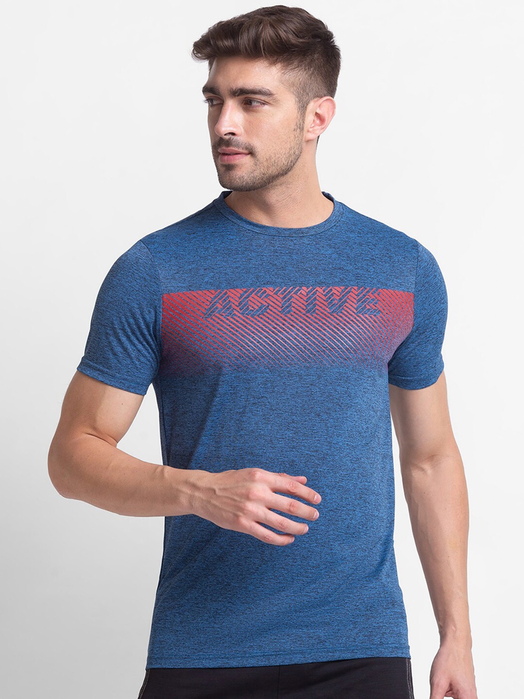 

Globus Men Blue & twilight blue Printed Slim Fit T-shirt