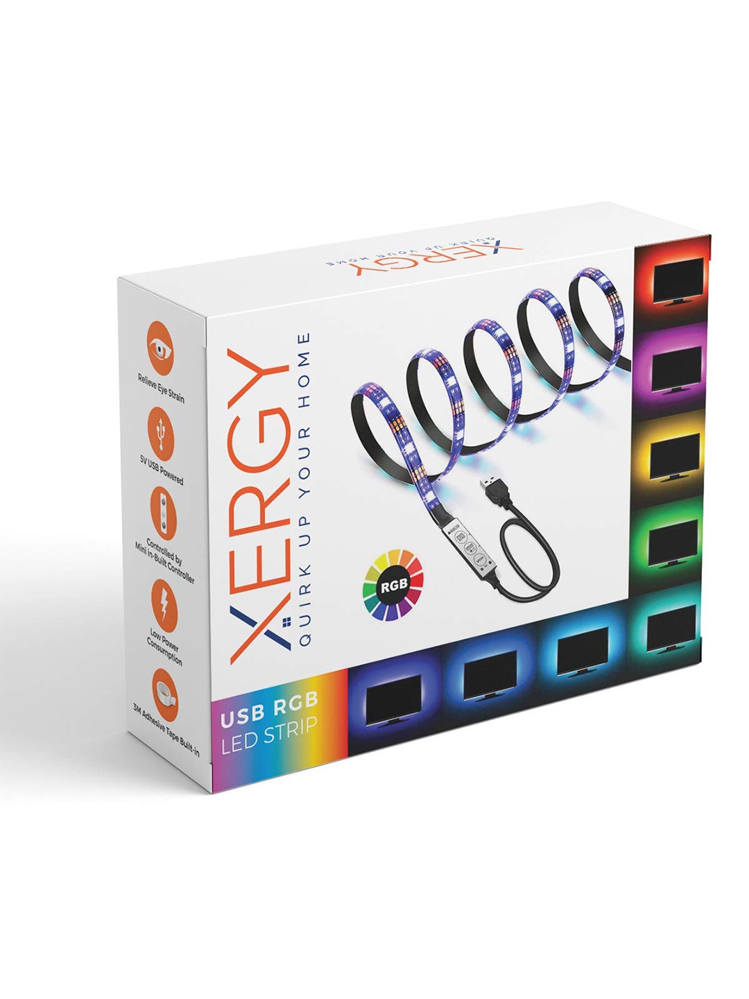 

XERGY Multicoloured USB 5V 5050 RGB LED Flexible Strip light- 4meter, Multi