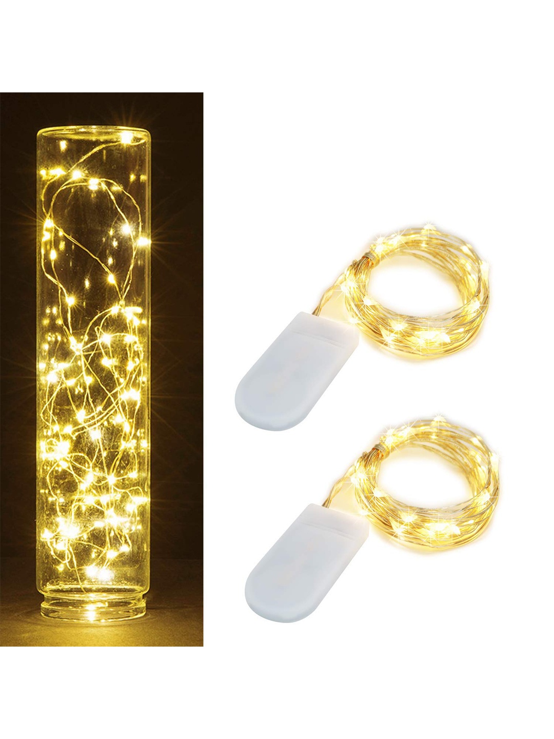 

XERGY Set of 2 Golden-Toned 20 LED Battery Powered Fairy Lights, Gold