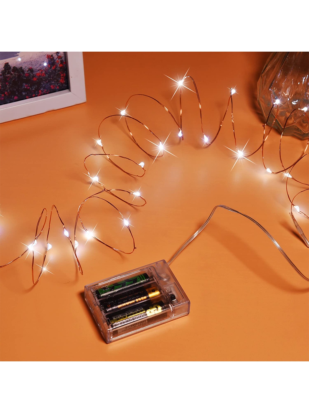 

XERGY 100 LED White AA Battery Powered Copper Wire String Lights -10 Meter