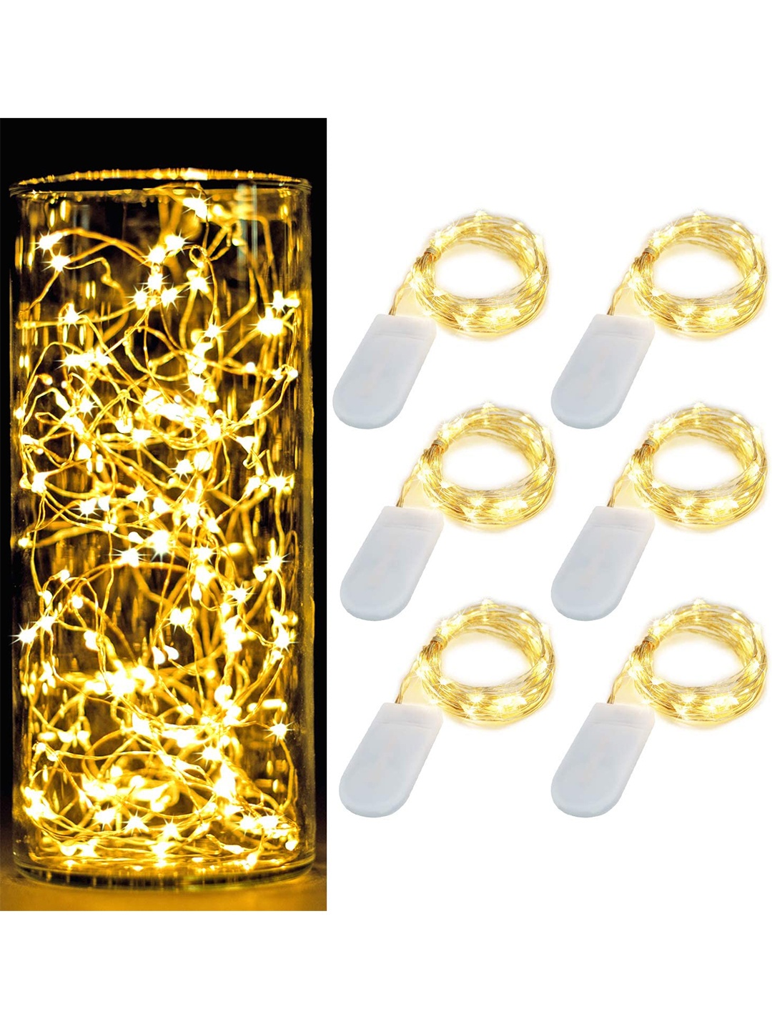 

XERGY Pack of 6 Golden 20 LED Starry String Battery Fairy Lights, Gold