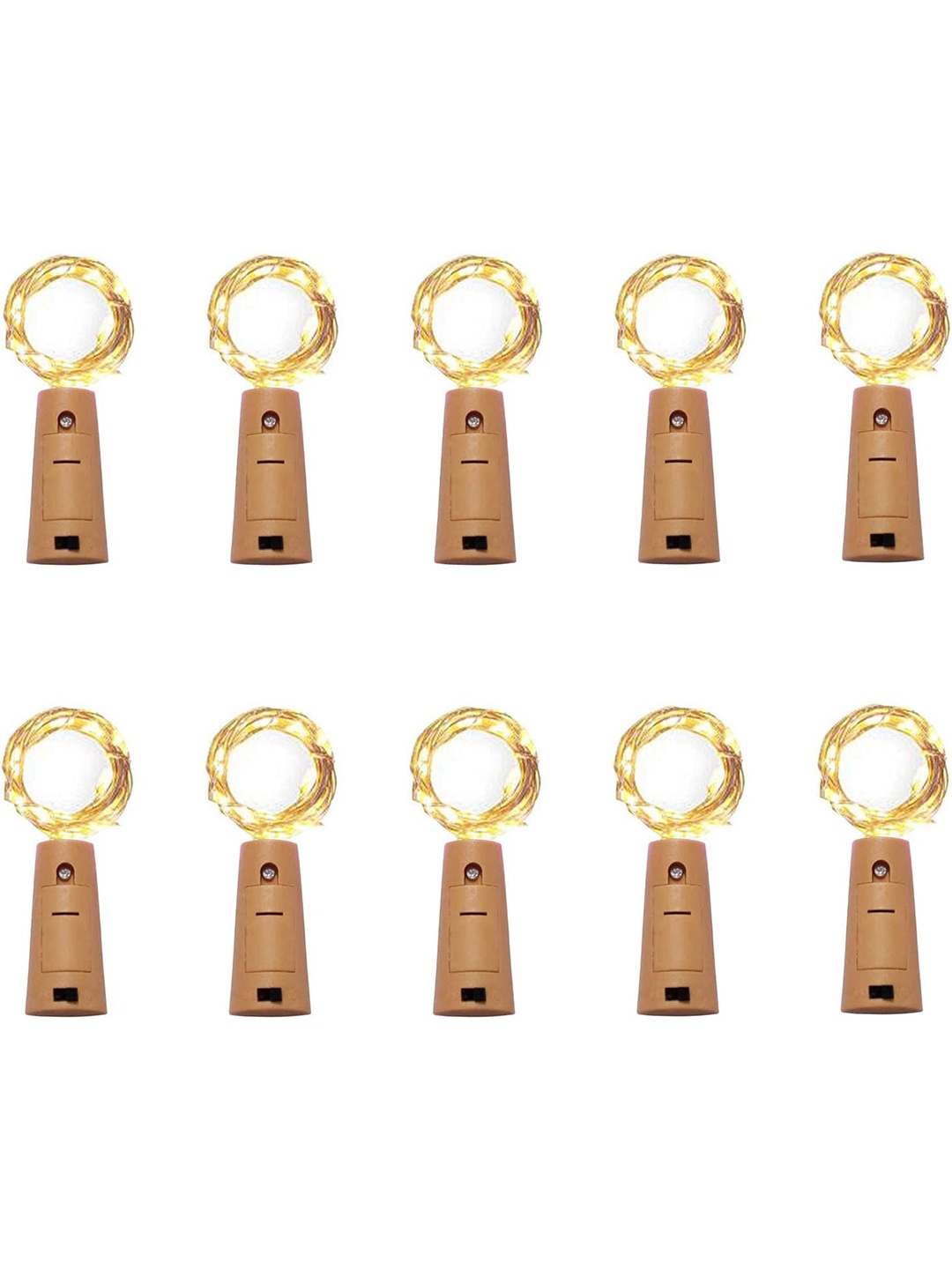 

XERGY Pack of 10 Battery Operated Bottle String Lights with Cork, Gold