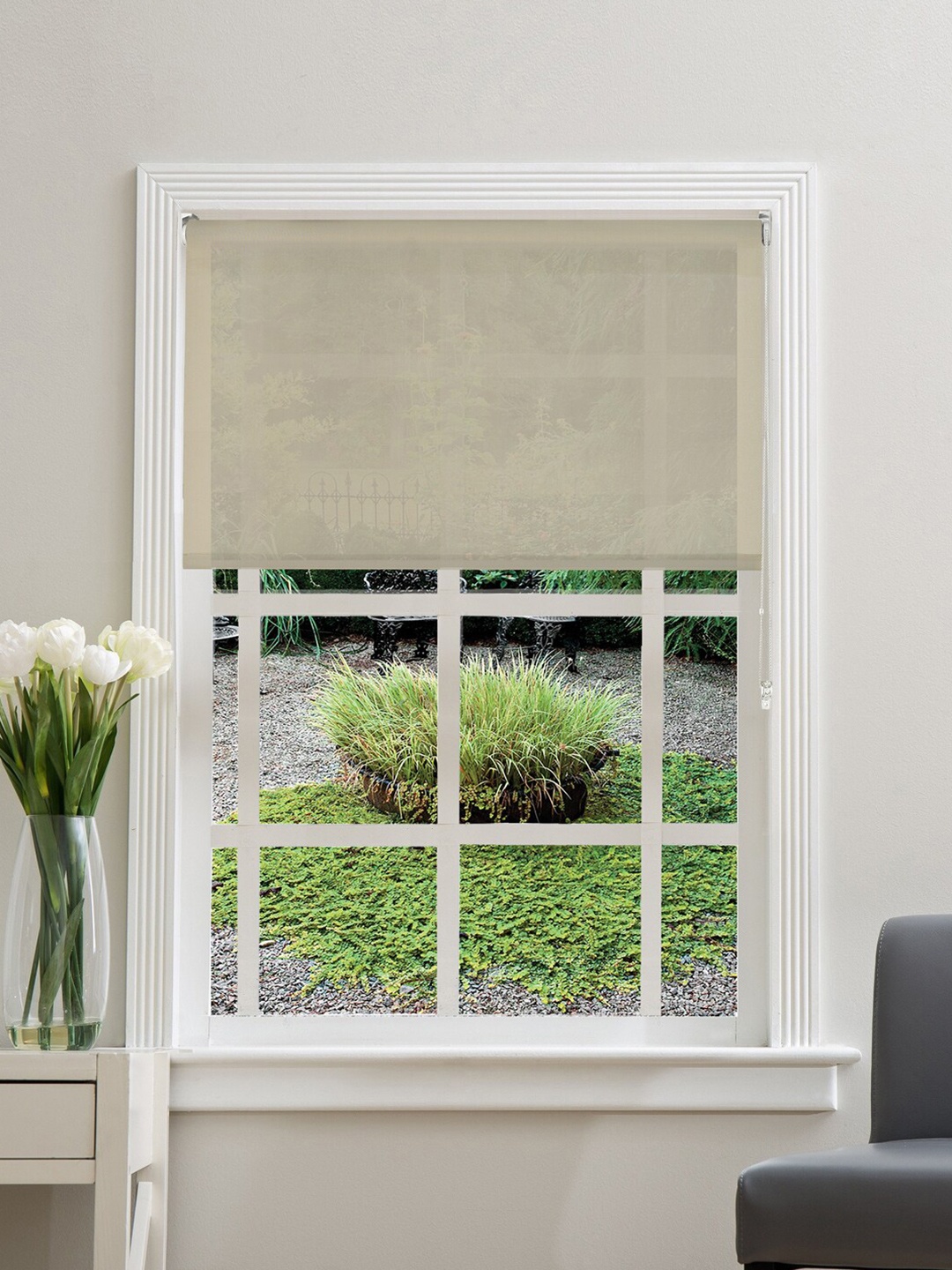 

Deco Window Beige & White Room Darkening Window Blinds