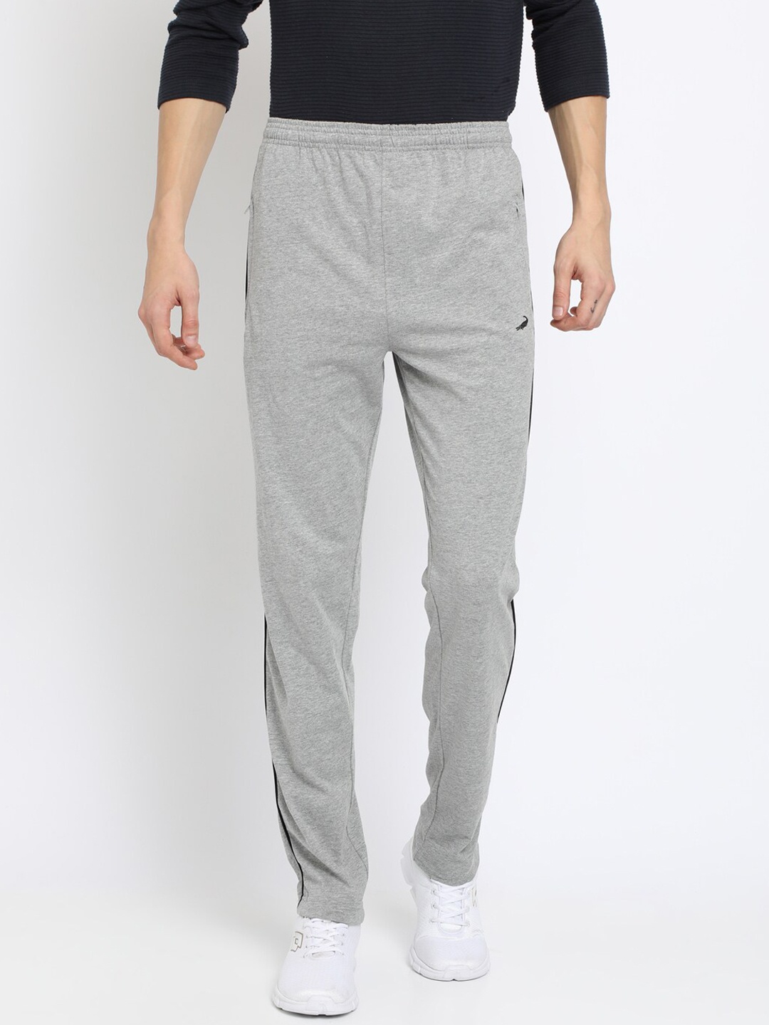 

Crocodile Men Grey Melange Solid Slim-Fit Track Pants