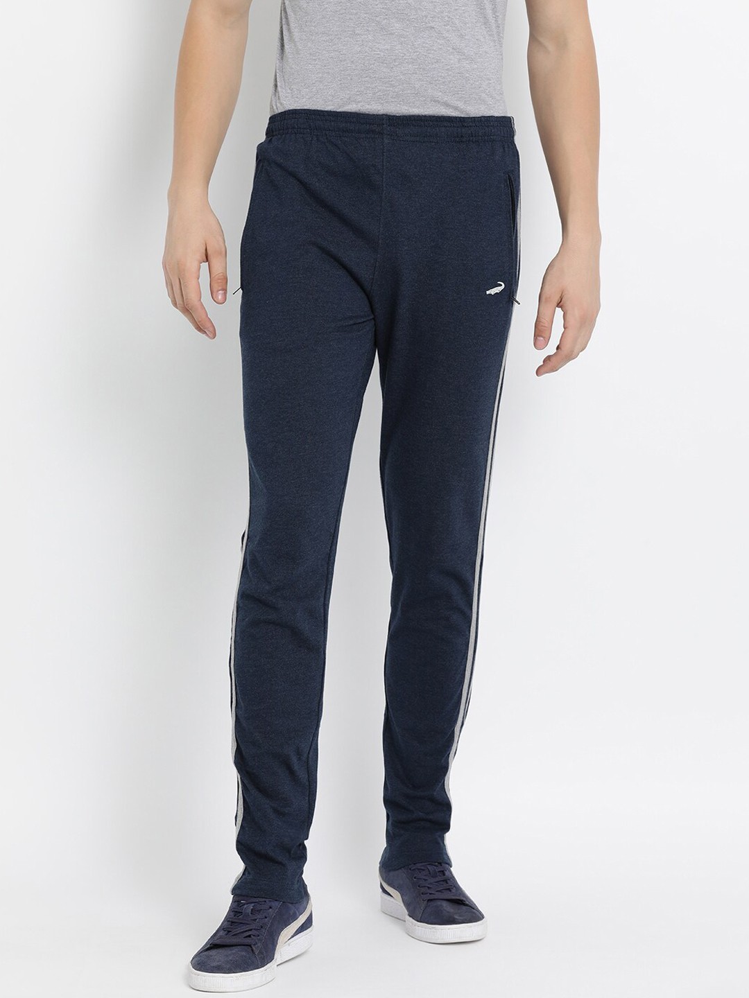 

Crocodile Men Navy Blue Solid Cotton Track Pants