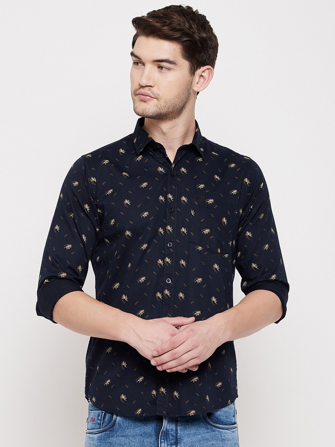 

Duke Men Blue Slim Fit Printed Casual Shirt