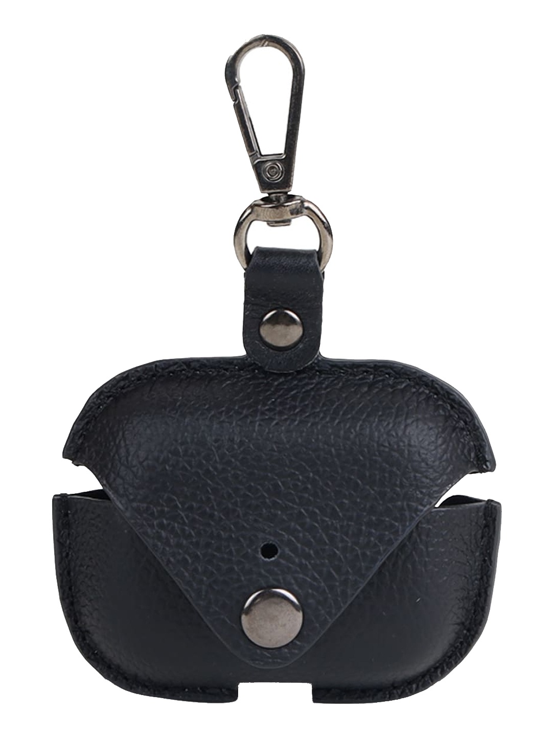 

Teakwood Leathers Black Solid Leather Airpods Pro Case Cover With Keychain