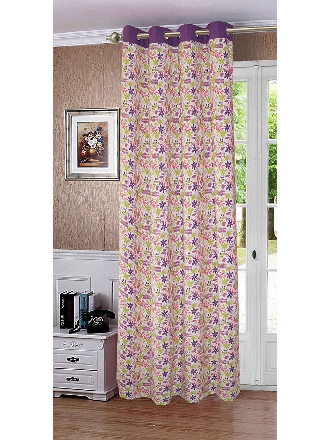 

Lushomes Purple & Pink Floral Door Curtain
