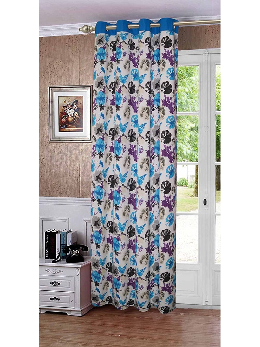 Lushomes Blue & White Floral Door Curtain