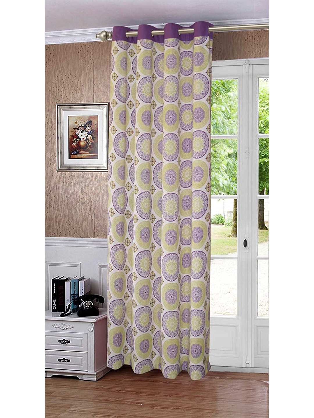 

Lushomes Green & Purple Floral Door Curtain
