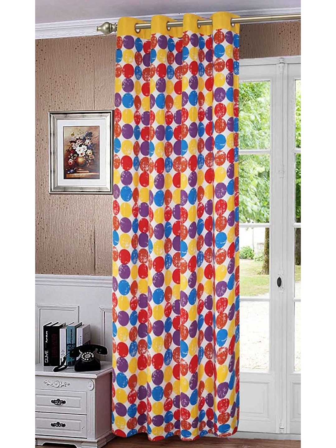 Lushomes Red & White Floral Door Curtain