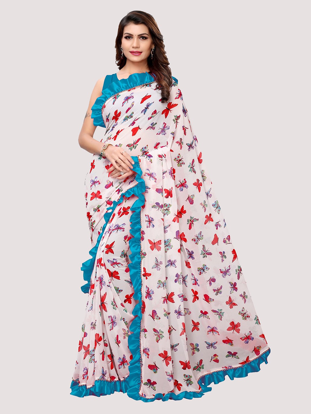 

Fashion Basket Blue & White Floral Saree