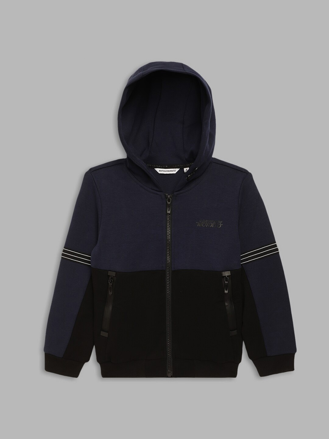 

Antony Morato Boys Blue Colourblocked Hooded Sweatshirt