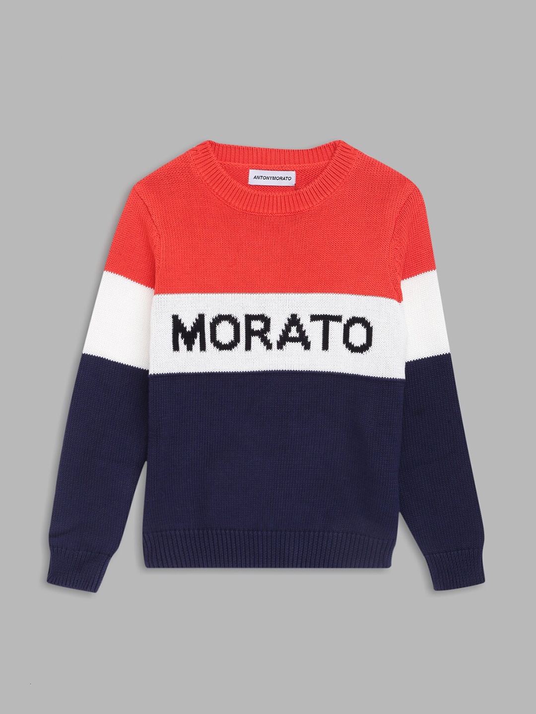 

Antony Morato Boys Blue & Red Printed Cotton Sweater