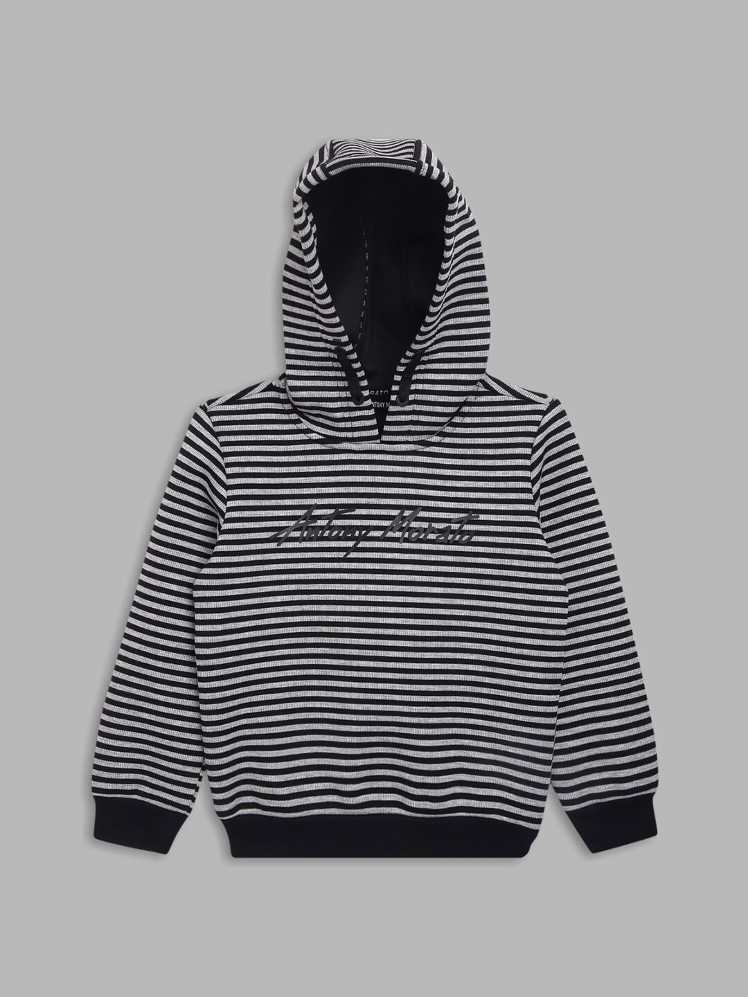 

Antony Morato Boys Black Striped Hooded Sweatshirt