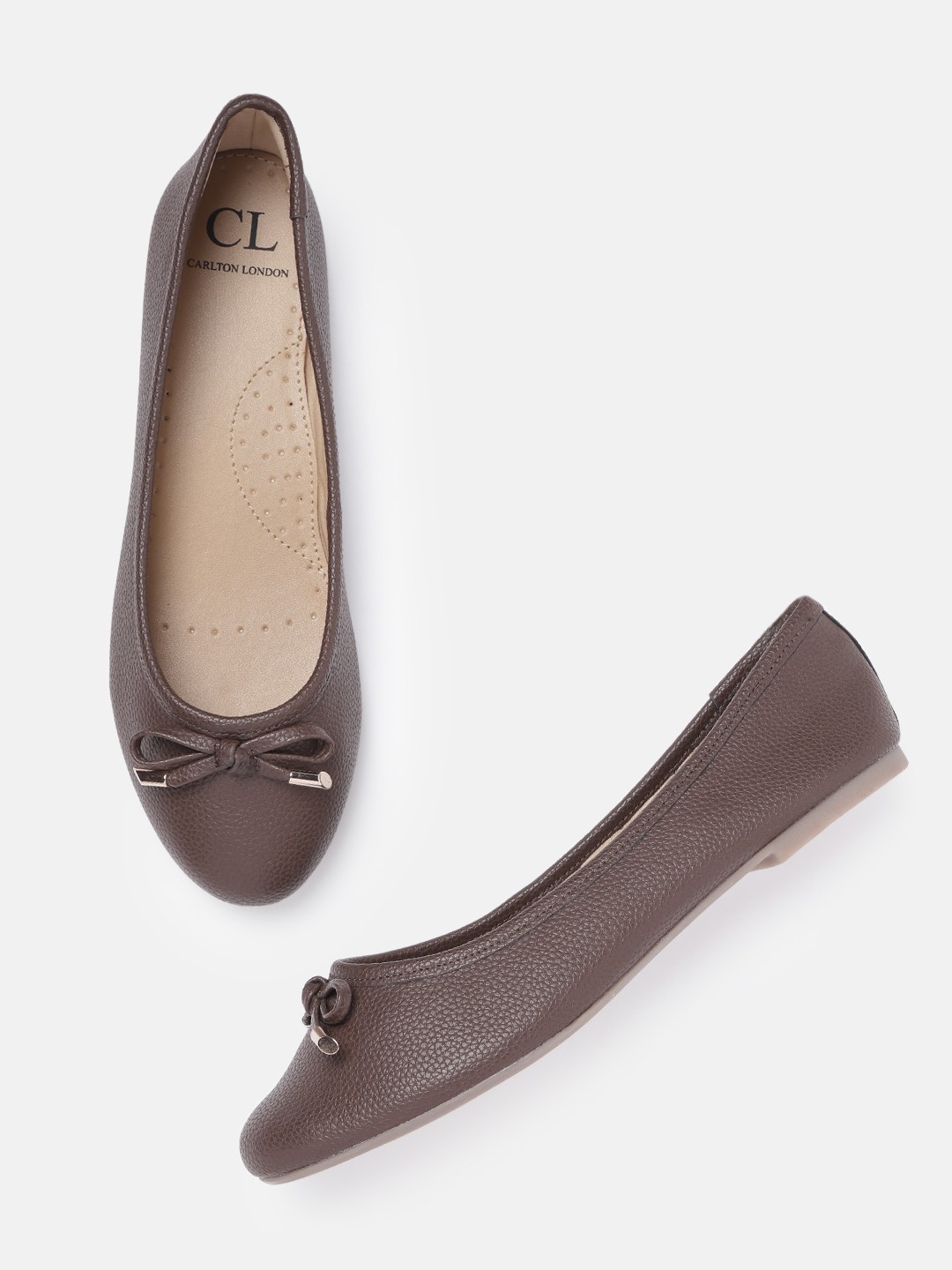 

Carlton London Women Coffee Brown Solid Ballerinas with Bows