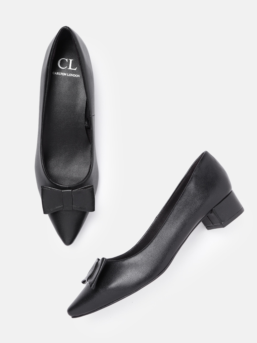 

Carlton London Women Black Solid Block Pumps with Bows