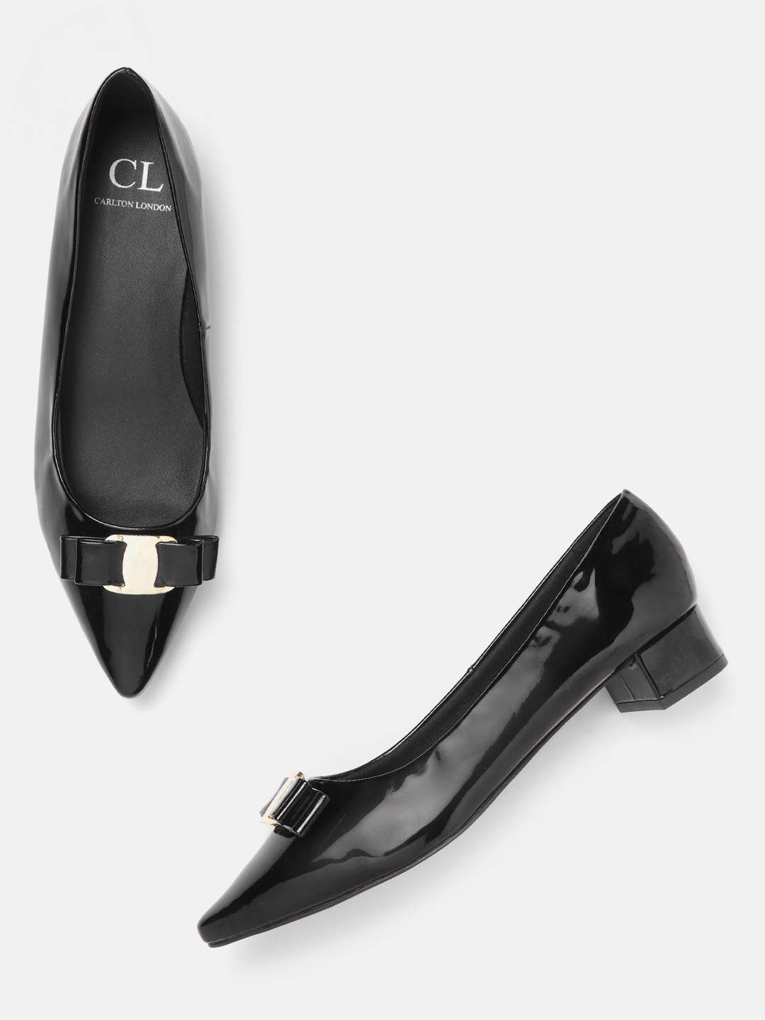 

Carlton London Women Black Solid Block Pumps with Bows